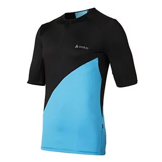 Koszulki męskie - Odlo męski T-shirt z krótkim rękawem Running Short Sleeved 1/2 Zip VIS, wielokolorowa, M 347152 - grafika 1