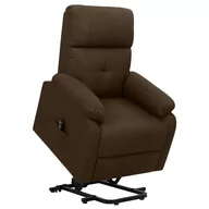 Fotele - vidaXL Podnoszony fotel rozkładany ciemnobrązowy obity tkaniną 329590 - miniaturka - grafika 1