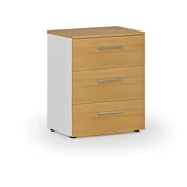 Szafki biurowe - Komoda biurowa do biurka PRIMO WHITE, 740 x 600 x 420 mm, biały/buk - miniaturka - grafika 1