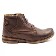 Buty zimowe męskie - Buty męskie skórzane zimowe 731K brązowe - Komodo - miniaturka - grafika 1