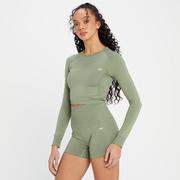 Koszulki i topy damskie - MP Women's Shape Seamless Long Sleeve Crop Top - Washed Jade - L - miniaturka - grafika 1