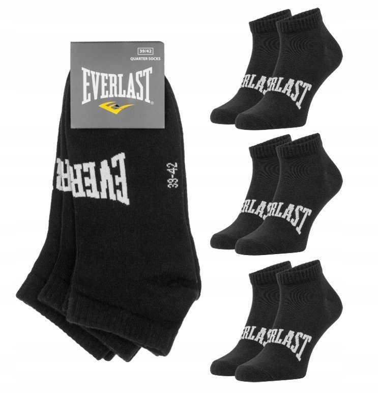 EVERLAST SKARPETY SKARPETKI STOPKI 3P CZARNE r.39-42