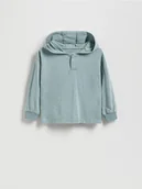 Bluzki dla niemowląt - Reserved - Bawełniany longsleeve z kapturem - niebieski - miniaturka - grafika 1