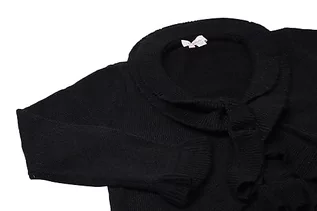 Swetry damskie - Aleva Damski sweter z dzianiny w stylu vintage z dekoltem w serek i falbankami, czarny, rozmiar XS/, czarny, XS - grafika 1