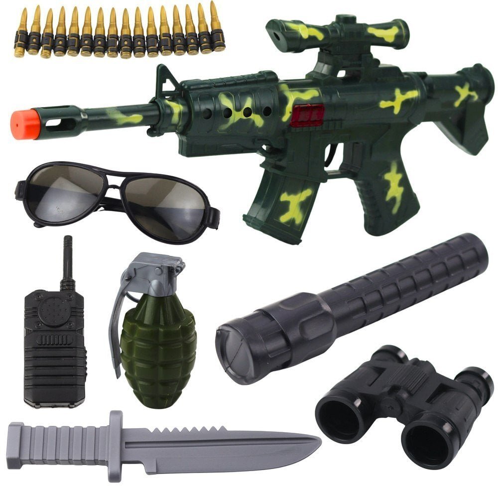 Zestaw Karabin Wojskowy Z Karabinem Akcesoria Dźwięk Strzału Khaki