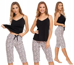 Piżama Dwuczęściowa Damska na Ramiączkach Spodnie 3/4 w Panterkę MORAJ XL - Piżamy damskie - miniaturka - grafika 1