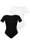 Body - Body damskie z krótkim rękawem 2-pak Shirty, Kolor czarno-biały, Rozmiar 3XL, Teyli - Primodo.com - miniaturka - grafika 1