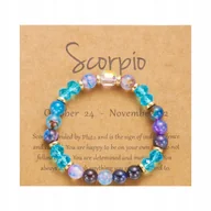 Bransoletki - Bransoletka Znak Zodiaku Scorpio Skorpion Niebieskimi Koralikami Elastyczna - miniaturka - grafika 1