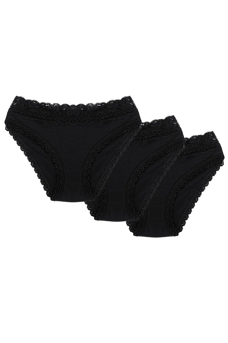 Wol-Bar Soft Lovely 3-pak czarny XL Majtki figi