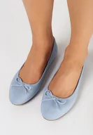 Baleriny - Niebieskie Klasyczne Balerinki na Płaskiej Podeszwie z Subtelną Kokardką Flanila - miniaturka - grafika 1