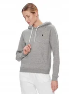 Bluzy damskie - RALPH LAUREN SZARA BAWEŁNIANA BLUZA Z KAPTUREM I PRINTEM LOGO L KWA - miniaturka - grafika 1