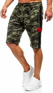 Spodenki męskie - Khaki dresowe krótkie spodenki moro męskie Denley HW2636 - miniaturka - grafika 1
