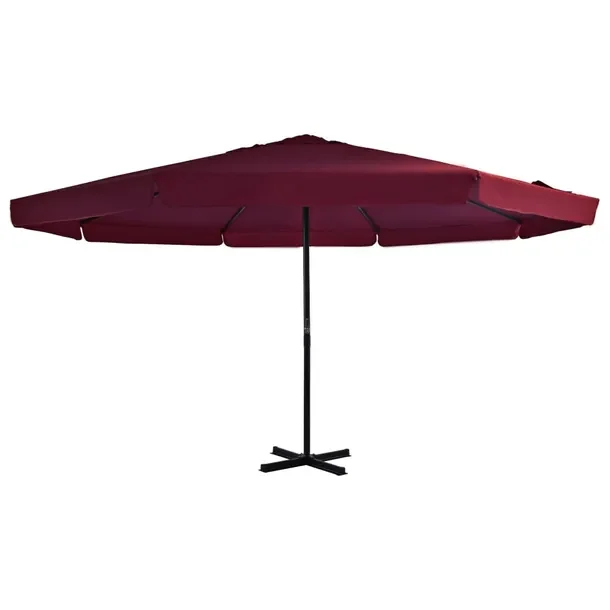 Parasol ogrodowy z mechanizmem korbowym, bordowy, 500 x 300 cm, podstawa 10
