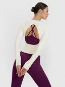 Koszulki sportowe damskie - 4F Longsleeve do jogi i pilatesu z wycięciem na plecach damski - biały M/L - miniaturka - grafika 1