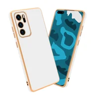 Etui i futerały do telefonów - Pokrowiec Do Huawei P40 Etui w Glossy Biały - Złoto TPU Silikonowe Obudowa Case Cover Cadorabo - miniaturka - grafika 1