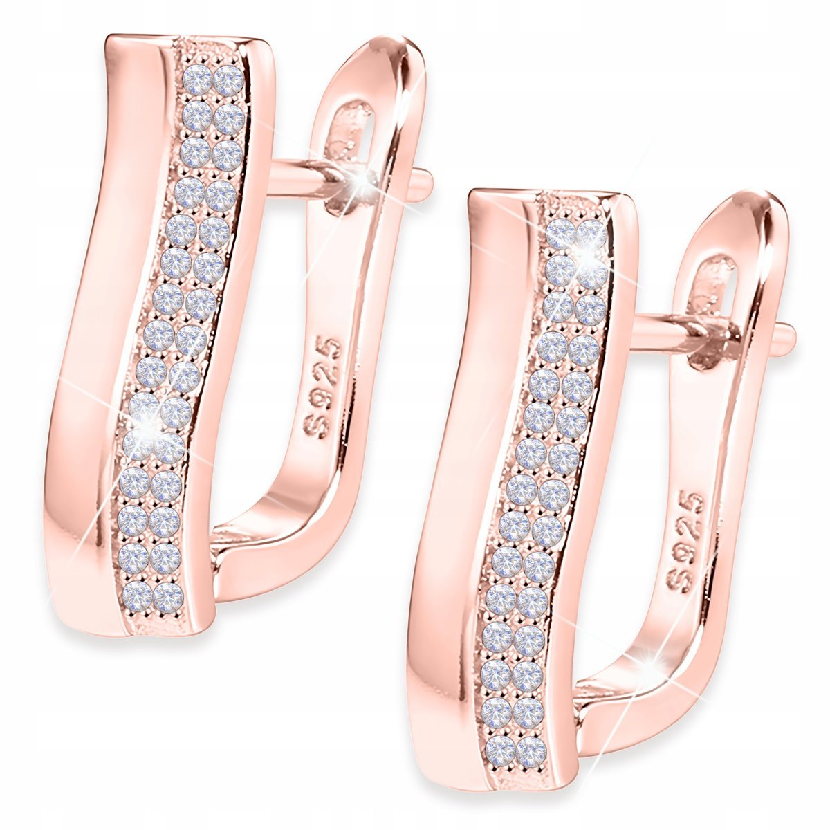 Kolczyki Pozłacane z Cyrkoniami Klipsy Zapięcie Angielskie SREBRO 925