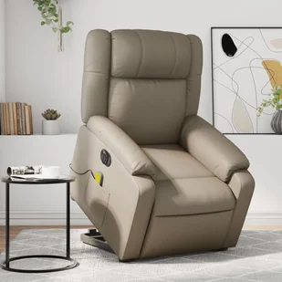 vidaXL Rozkładany fotel pionizujący z masażem, elektryczny, cappuccino - Fotele - miniaturka - grafika 1