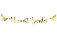 Dekoracje sali - Baner z napisem Chrzest Święty złoty - 130 cm - 1 szt. - miniaturka - grafika 1