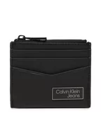 Etui na dokumenty i karty - Calvin Klein Jeans Etui na karty kredytowe Logo Plaqueid Cardholder W/Zip K50K510130 Czarny - miniaturka - grafika 1