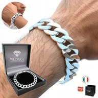 Bransolety męskie - PEŁNA Bransoletka Srebrna Męska Bransoleta PANCERKA SREBRO 925 Gruba 13mm - miniaturka - grafika 1