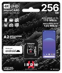 Goodram IRDM M2AA MicroSDXC 256GB UHS-I/U3 A2 V30 IR-M2AA-2560R12 IR-M2AA-2560R12 - Karty pamięci - miniaturka - grafika 1