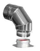 Akcesoria kominkowe - Kolano przyłączeniowe kondensacyjne koncentryczne DN 80/125 powietrzno-spalinowe uniwersalne do kotłów z adapterem z tworzywa - miniaturka - grafika 1