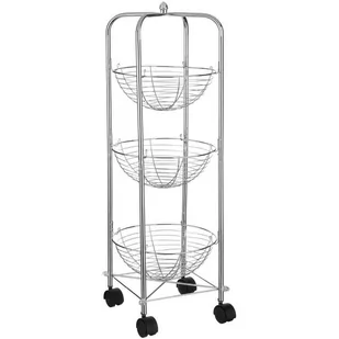 5five Simple Smart Wózek kuchenny z koszami na owoce 3 poziomy stal chromowana 80 cm 118621 - Wózki kuchenne - miniaturka - grafika 1