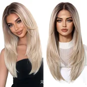 Ozdoby do włosów - Peruka długa lace front blond prosta - miniaturka - grafika 1