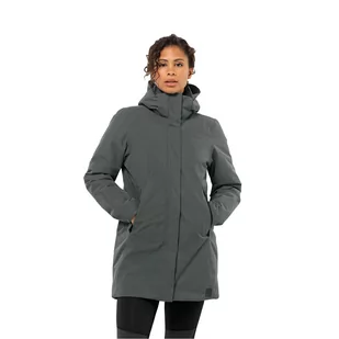 Damski płaszcz zimowy Jack Wolfskin SALIER COAT slate green - L - Kurtki damskie - miniaturka - grafika 1