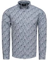 Koszule męskie - Koszula męska szara w granatowe kwiaty Recea - miniaturka - grafika 1