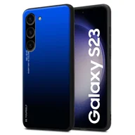 Etui i futerały do telefonów - Etui Cadorabo do Samsung Galaxy S23 w kolorze NIEBIESKIM - CZARNYM Dwukolorowe etui ochronne wykonane ze szkła hartowanego i silikonowej nakładki TPU na telefon komórkowy - miniaturka - grafika 1