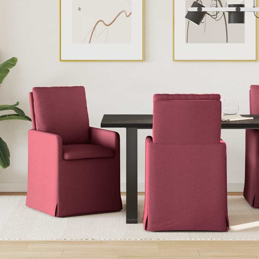 vidaXL Krzesła jadalne 2 pcs czerwone wino 57 x 67 x 98 cm tkanina