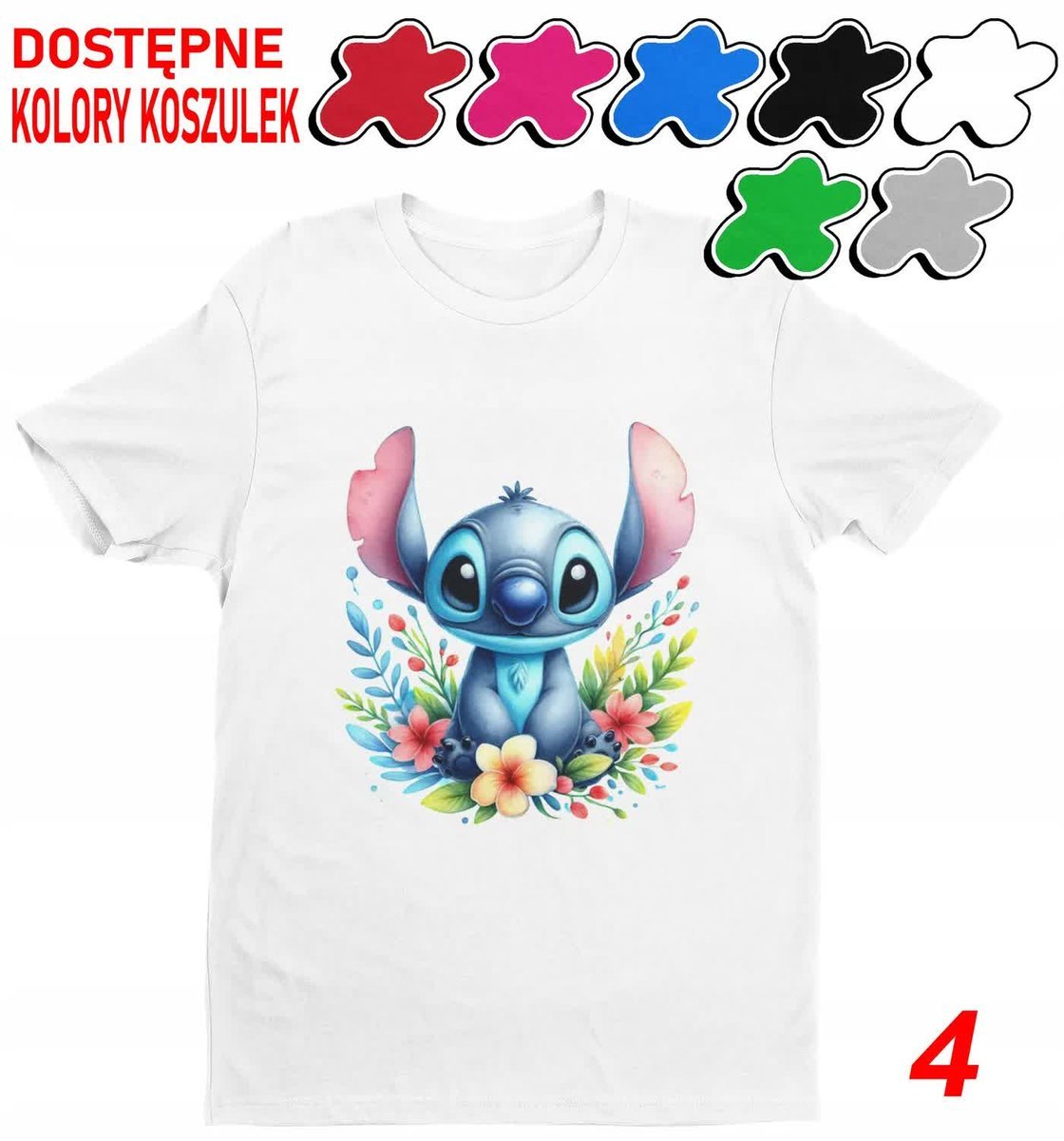 Koszulka Dziecięca Z Nadrukiem Stitch Stich Angel Dużo Wzorów -Xs 110-116