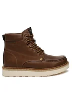 Botki męskie - Jack&Jones Trapery Jfwarchway Pu Moc Boot Lace-Up Boots 12257971 Brązowy - miniaturka - grafika 1