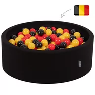 Zabawki do kąpieli - KiddyMoon Suchy basen okrągły z piłeczkami 7cm czarny: czarny-żółty-czerwony 90x30cm/300piłek Zabawka basen piankowy - miniaturka - grafika 1