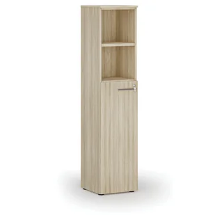 Szafa biurowa kombinowana PRIMO WOOD, drzwi na 3 poziomach, 1781 x 400 x 420 mm, dąb naturalny - Szafy biurowe - miniaturka - grafika 1