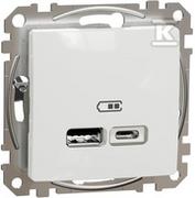 Gniazdka elektryczne - Schneider Electric Gniazdo ładowania USB A+C 2,4A, biały SEDNA DESIGN - miniaturka - grafika 1