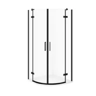 Kabiny prysznicowe - Kabina prysznicowa Cersanit Jota 80x80x195 półokrągła czarny transparentne z brodzikiem tako slim 4cm biały mat S601-439 - miniaturka - grafika 1