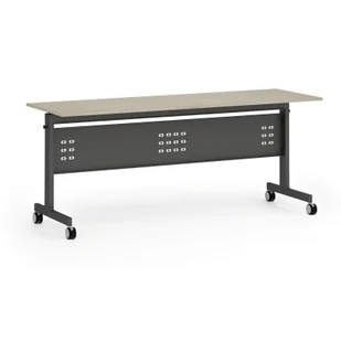 Mobilny stół PRIMO MOBI, 1800 x 600 mm, podstawa czarna, dąb naturalny - Biurka - miniaturka - grafika 1