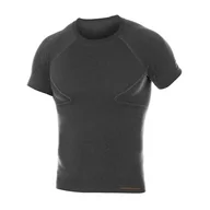 Koszulki sportowe męskie - Brubeck - Koszulka termoaktywna z krótkim rękawem Active Wool Merino - Grafitowa - SS11710 - miniaturka - grafika 1