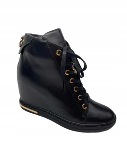 Czarne botki sneakersy na koturnie Carinii B9505-E50 modne r.38 - Botki damskie - miniaturka - grafika 1