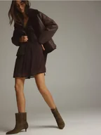 Reserved - Zamszowe botki z ćwiekami - ciemnozielony