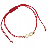 Bransoletki - Złota bransoletka 585 czerwona sznurkowa z nieskończonością infinity - miniaturka - grafika 1