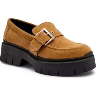 HUGO Skórzane loafersy Kris - Półbuty damskie - miniaturka - grafika 1