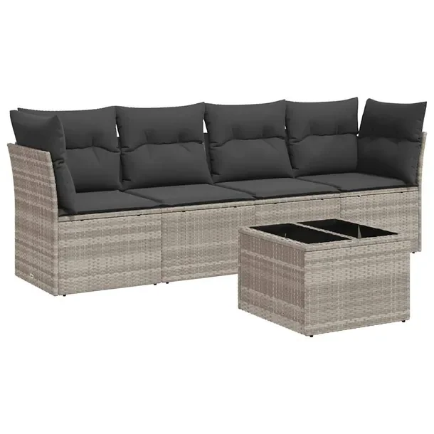 Zestaw mebli ogrodowych modułowy jasnoszary rattan PE 234 x 62 x 69 cm