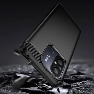 Carbon Case etui do Xiaomi Redmi 11A / Poco C55 / Redmi 12C elastyczny silikonowy karbonowy pokrowiec czarne - Etui i futerały do telefonów - miniaturka - grafika 5
