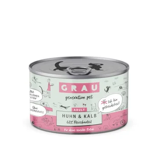 GRAU Adult bez zbóż, 12 x 200 g - Kurczak i cielęcina - Mokra karma dla kotów - miniaturka - grafika 2