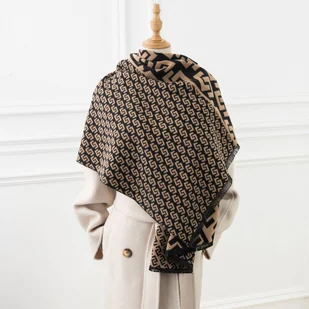 elegancki damski SZAL na zimę ciepły SZALIK szykowny 180x66 beżowo-czarny - Apaszki i szaliki damskie elegancki damski SZAL na zimę ciepły SZALIK szykowny 180x66 beżowo-czarny - Apaszki i szaliki damskie - miniaturka - grafika 1