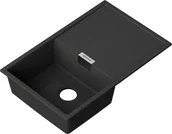 Zlewozmywaki - Frame Zlewozmywak granitowy 1-komorowy z ociekaczem czarny metalik - miniaturka - grafika 1