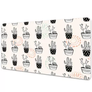 Mata ochronna na biurko Kaktusy doniczki 120x60 cm - Podkładki na biurko - miniaturka - grafika 1
